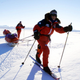 Arnesen (left) and her partner Ann Bancroft of Scania, Minn., leads her partner Liv Arnesen of Norway, as they test their 250-pound (113 kilogram) sled in Blue One, Antarctica Monday Nov. 13, 2000. Bancroft and Arnesen are scheduled to set off Tuesday as they attempt to become the first women to ski unaided across the frozen continent of Antarctica.